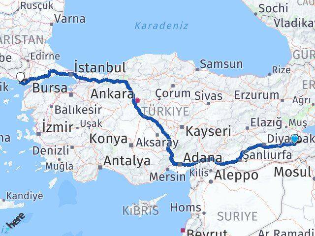 Siirt Enez Edirne Arası Kaç Km - Yol Haritası