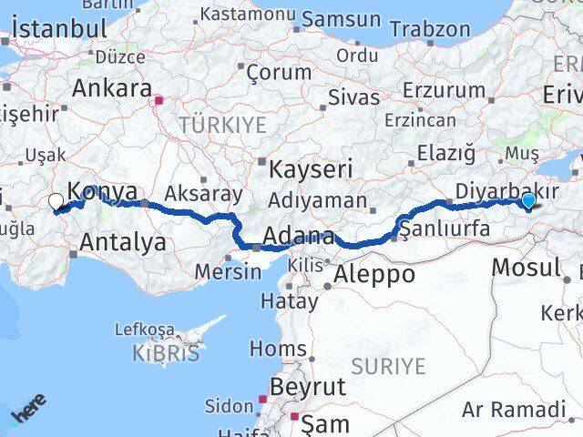 Siirt Eruh Burdur Arası Kaç Km - Yol Haritası