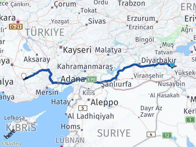 Siirt Eruh Karaman Arası Kaç Km - Yol Haritası