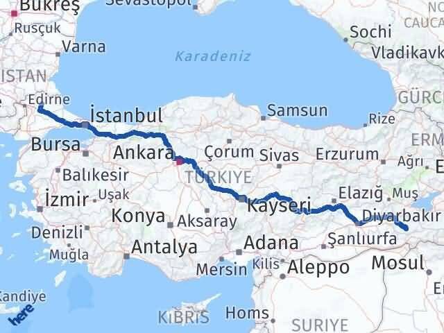Siirt Eruh Kırklareli Arası Kaç Km - Yol Haritası