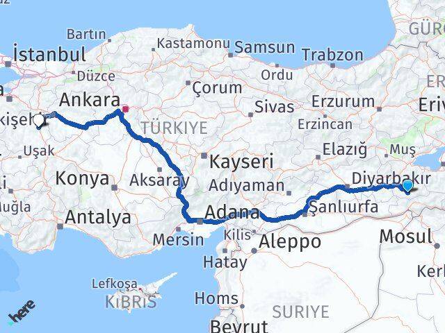 Siirt Eruh Kütahya Arası Kaç Km - Yol Haritası