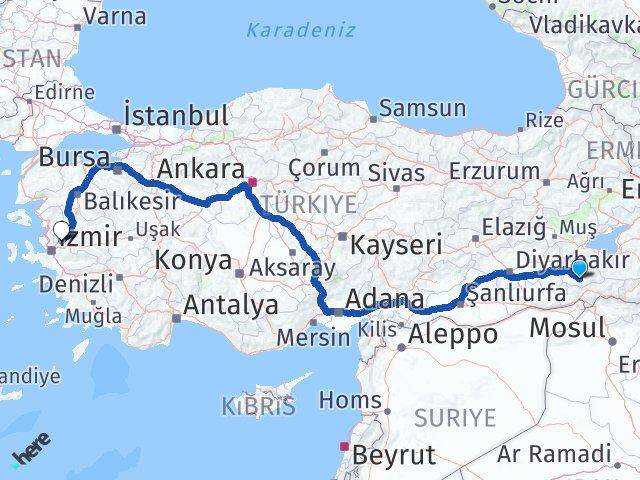 Siirt Eruh Manisa Arası Kaç Km - Yol Haritası