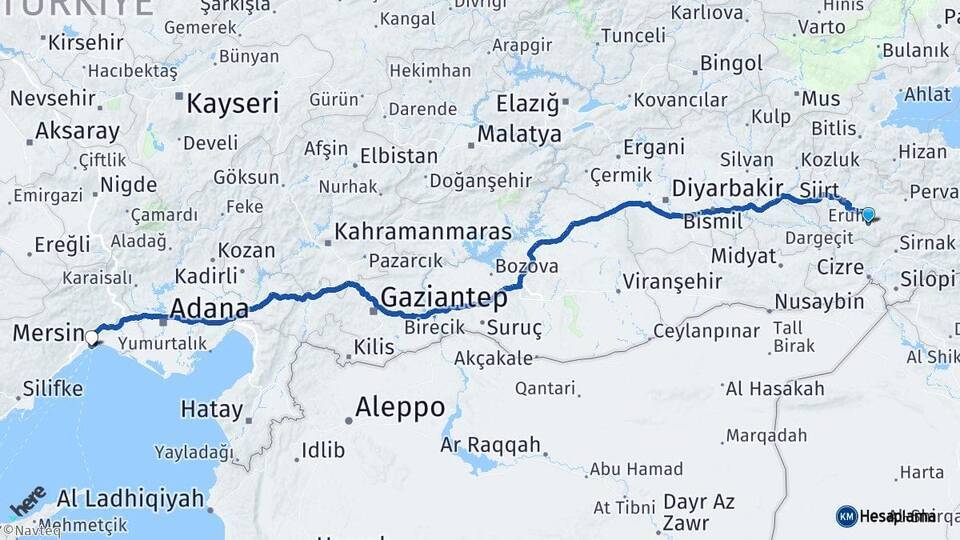 Eruh Mersin Arası Kaç Km - Yol Tarifi