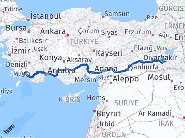 Siirt Eruh Muğla Arası Kaç Km - Yol Haritası