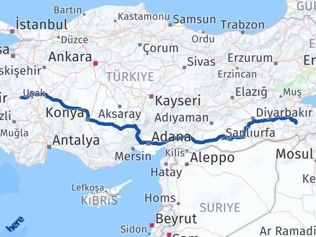 Siirt Eruh Uşak Arası Kaç Km - Yol Haritası