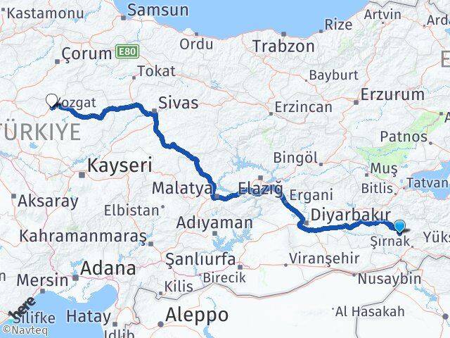 Siirt Eruh Yozgat Arası Kaç Km - Yol Haritası