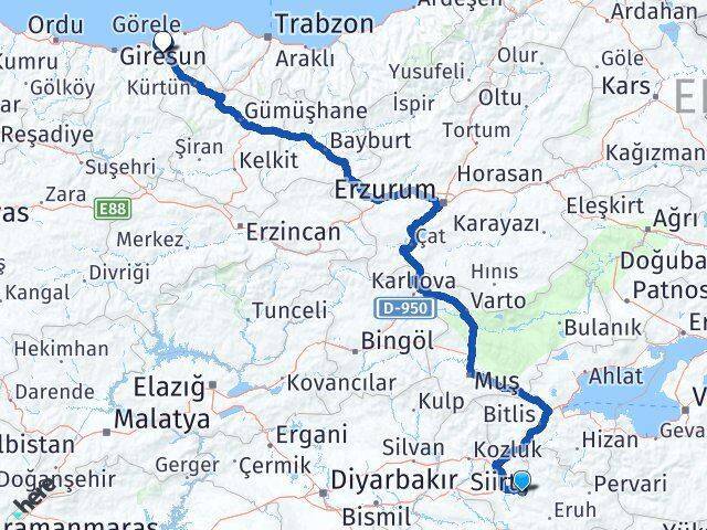 Siirt Güce Arası Kaç Km - Yol Tarifi
