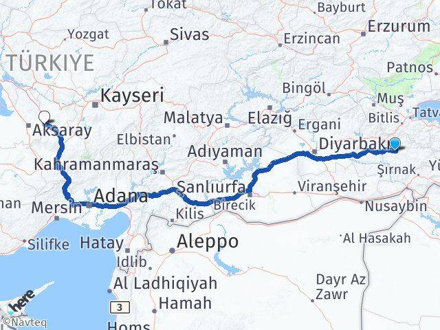 Siirt Gülağaç Aksaray Arası Kaç Km - Yol Haritası