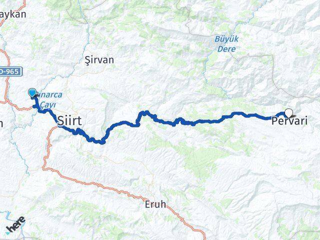 Siirt Havalimanı Pervari Arası Kaç Km - Yol Tarifi