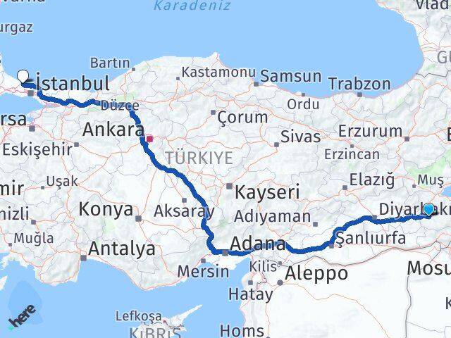 Siirt İstanbul Havalimanı Arası Kaç Km - Yol Haritası