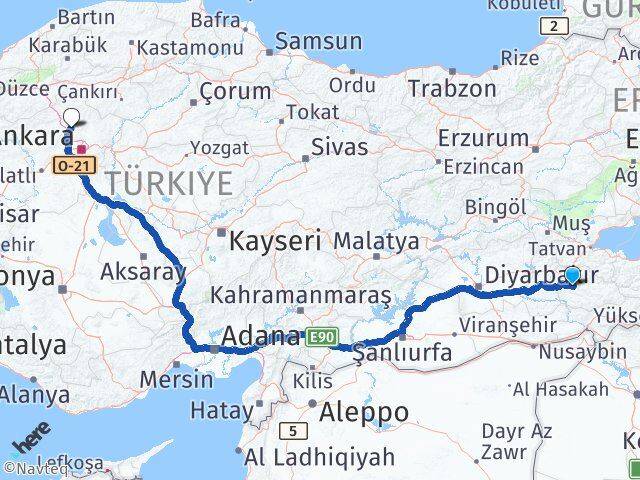Siirt Kahramankazan Ankara Arası Kaç Km - Yol Haritası