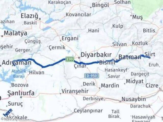 Siirt Kahta Adıyaman Arası Kaç Km - Yol Haritası