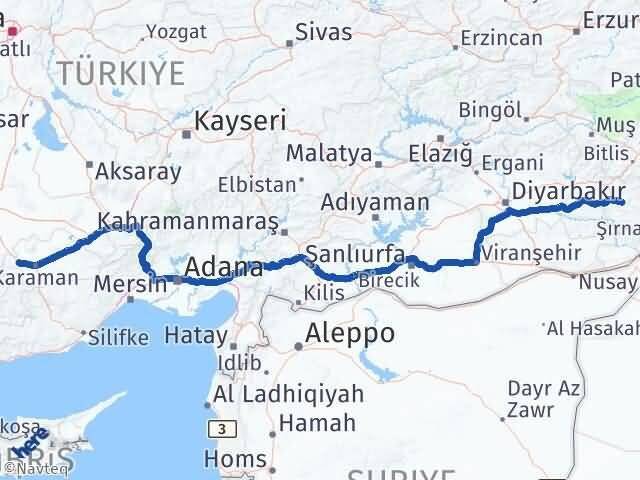 Siirt Kazımkarabekir Karaman Arası Kaç Km - Yol Haritası