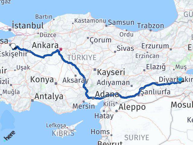 Siirt Keles Bursa Arası Kaç Km - Yol Haritası