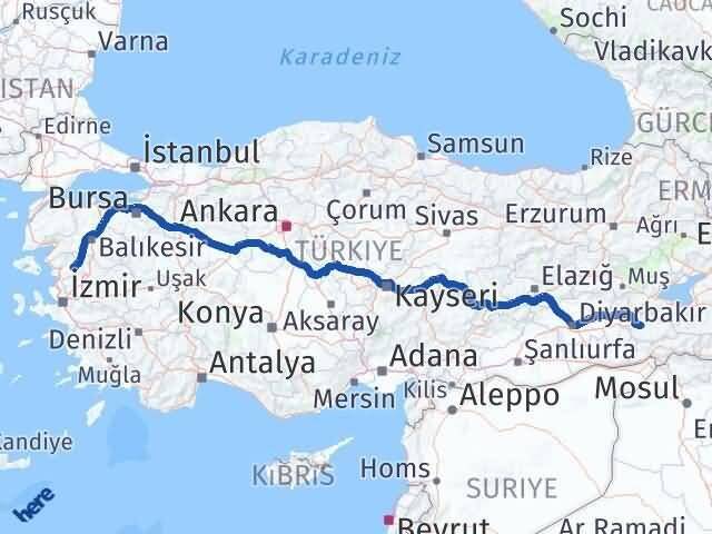 Siirt Kınık İzmir Arası Kaç Km - Yol Haritası