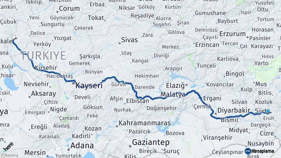 Siirt Kırıkkale Arası Kaç Km - Yol Haritası
