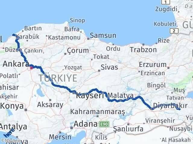 Siirt Kozlu Zonguldak Arası Kaç Km - Yol Haritası