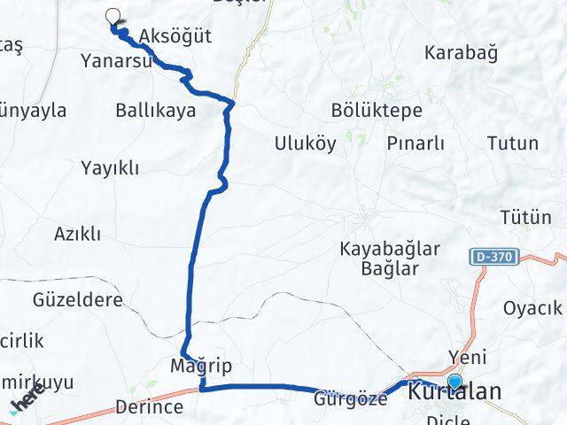 Siirt Kurtalan Akçagedik Kurtalan Arası Kaç Km - Yol Haritası