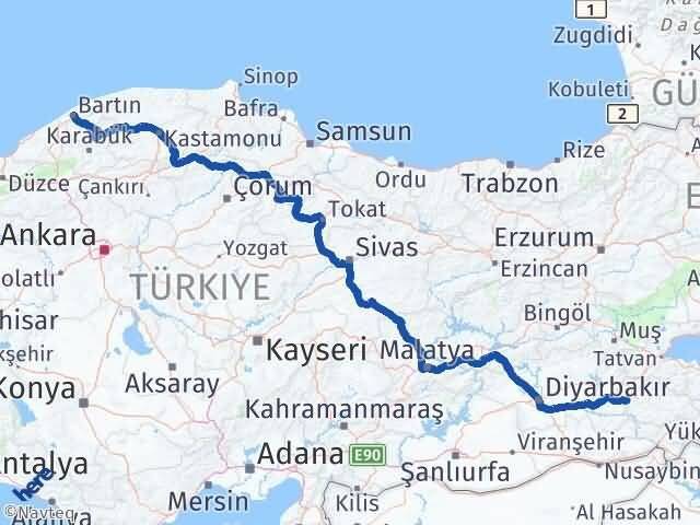 Siirt Kurtalan Bartın Arası Kaç Km - Yol Haritası