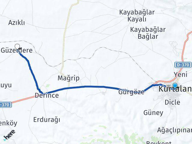 Siirt Kurtalan Güzeldere Kurtalan Arası Kaç Km - Yol Haritası