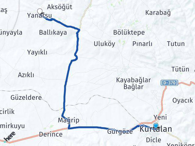 Siirt Kurtalan Yanarsu Kurtalan Arası Kaç Km - Yol Haritası