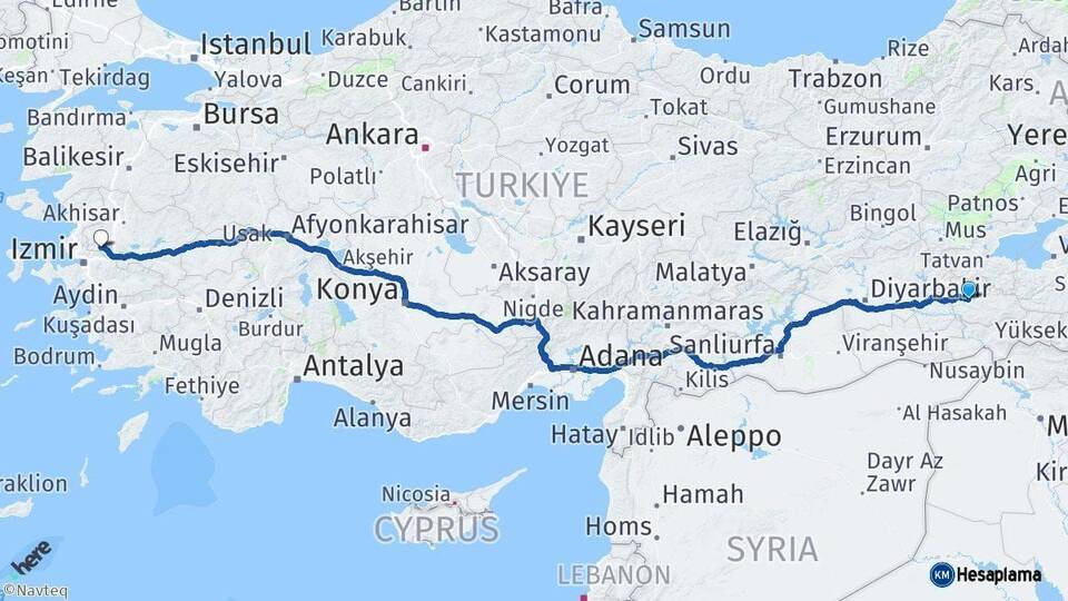 Siirt Manisa Arası Kaç Km - Yol Haritası
