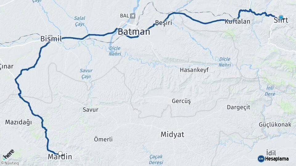 Siirt Mardin Arası Kaç Km - Yol Haritası