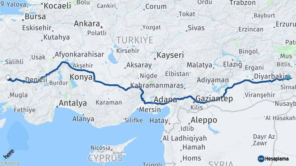 Siirt Nazilli Aydın Arası Kaç Km - Yol Haritası