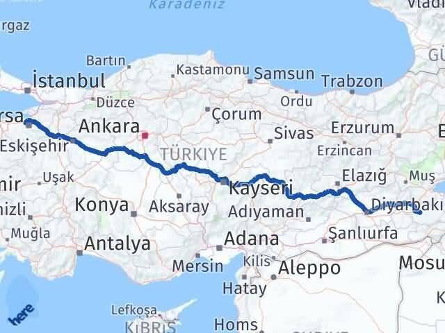 Siirt Nilüfer Bursa Arası Kaç Km - Yol Haritası