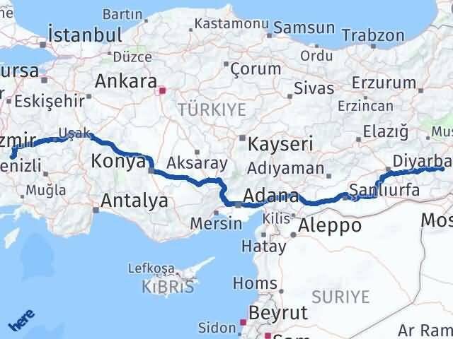 Siirt Ödemiş İzmir Arası Kaç Km - Yol Haritası