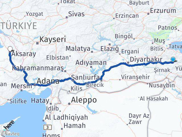 Siirt Pervari Aksaray Arası Kaç Km - Yol Haritası