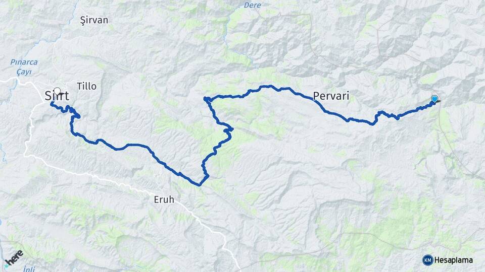 Siirt Pervari Belenoluk Arası Kaç Km - Yol Haritası