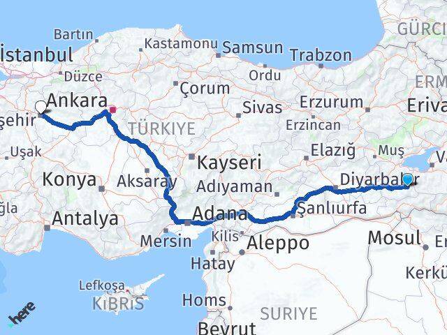 Siirt Pervari Eskişehir Arası Kaç Km - Yol Haritası