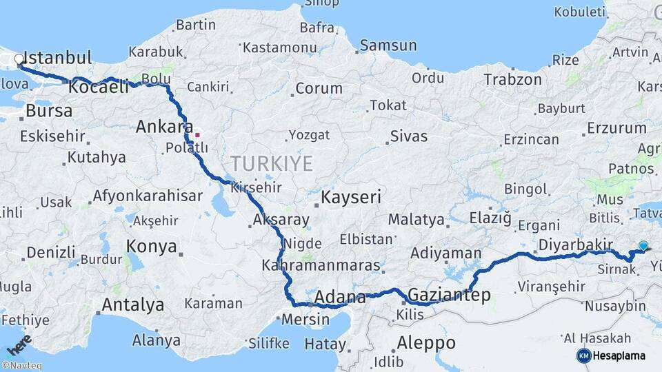 Siirt Pervari İstanbul Arası Kaç Km - Yol Haritası