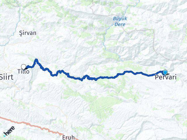 Siirt Pervari Tillo Arası Kaç Km - Yol Haritası