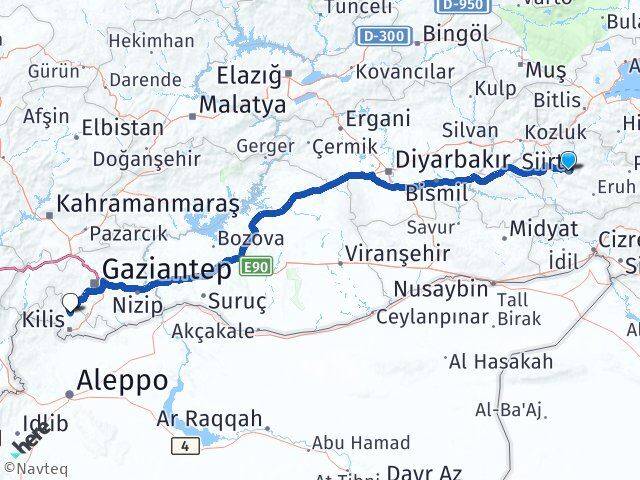 Siirt Polateli Kilis Arası Kaç Km - Yol Haritası