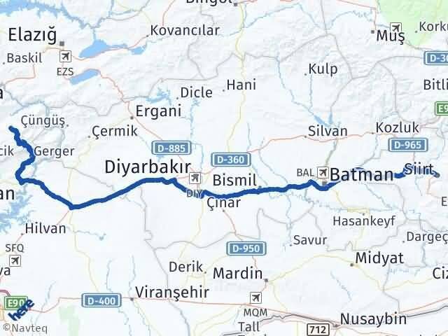 Siirt Pütürge Malatya Arası Kaç Km - Yol Haritası