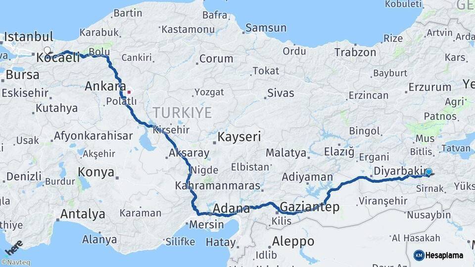 Siirt Sakarya Arası Kaç Km - Yol Haritası