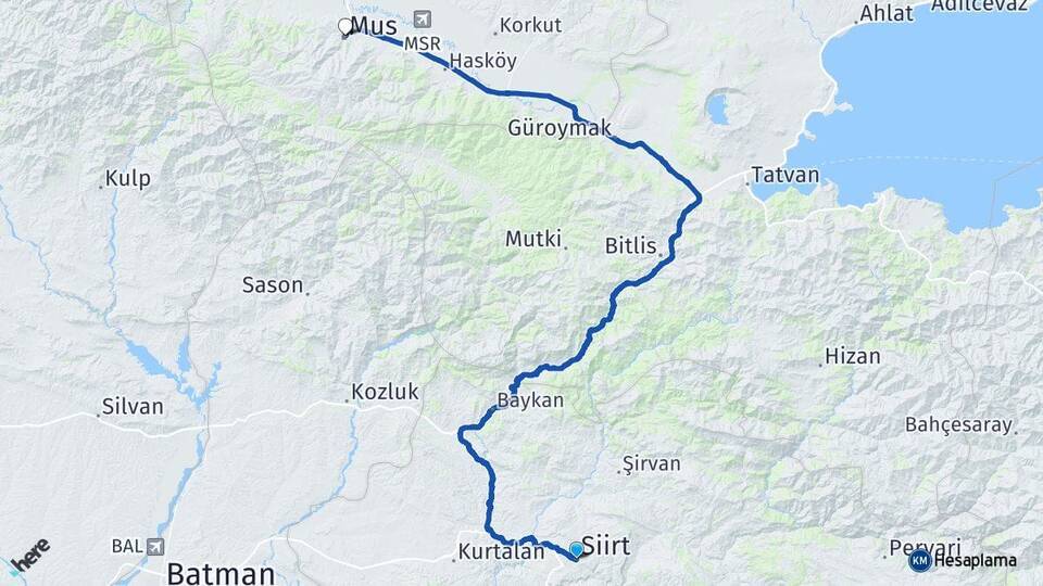Siirt Siirt Otogarı Arası Kaç Km - Yol Tarifi
