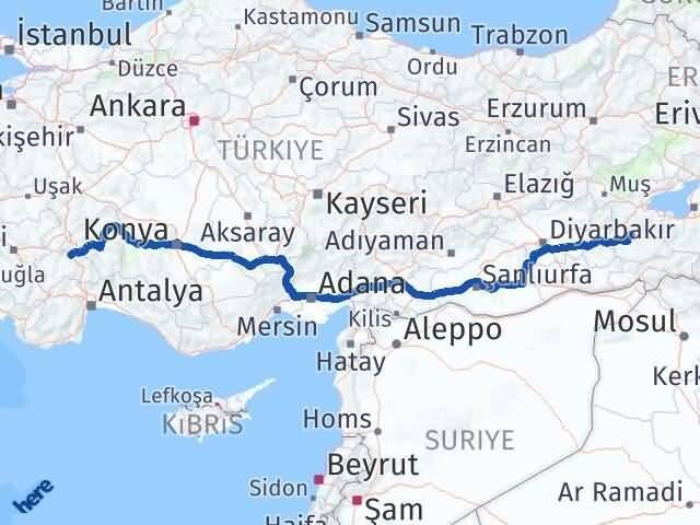 Siirt Şirvan Burdur Arası Kaç Km - Yol Haritası