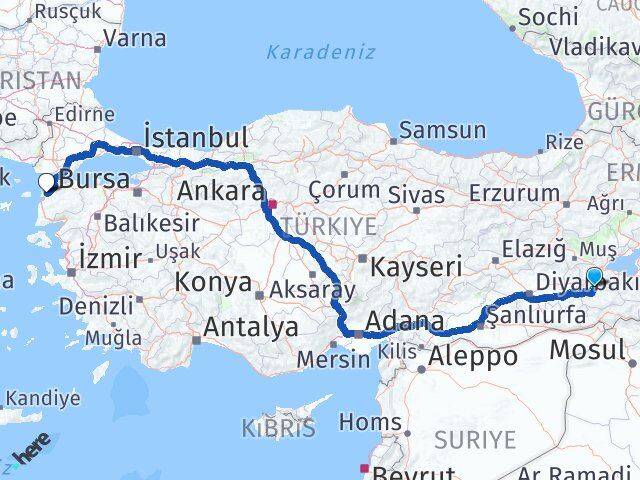 Siirt Şirvan Çanakkale Arası Kaç Km - Yol Haritası