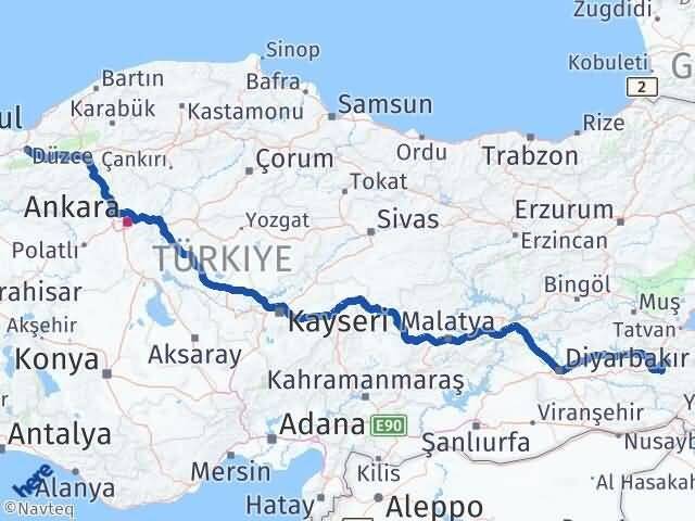 Siirt Şirvan Düzce Arası Kaç Km - Yol Haritası