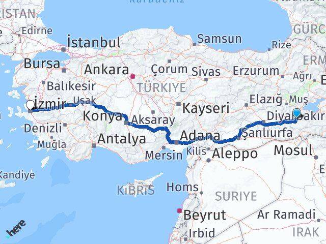 Siirt Şirvan İzmir Arası Kaç Km - Yol Haritası