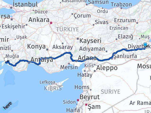 Siirt Şirvan Muğla Arası Kaç Km - Yol Haritası