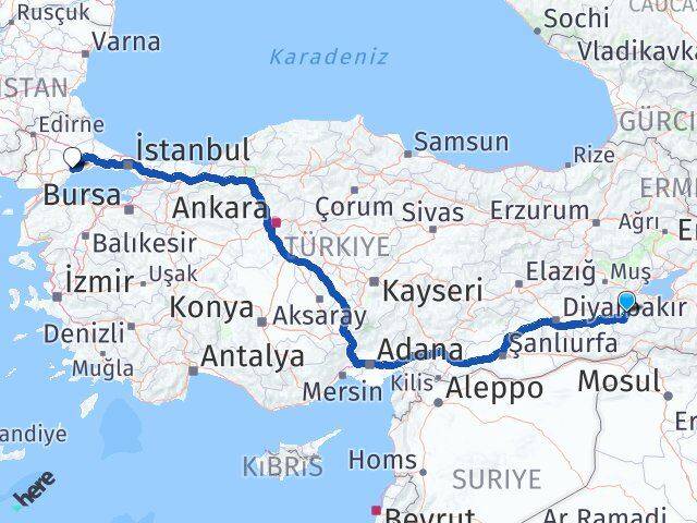 Siirt Şirvan Tekirdağ Arası Kaç Km - Yol Haritası