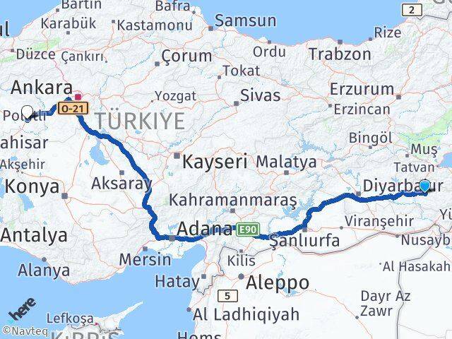 Siirt Sivrihisar Eskişehir Arası Kaç Km - Yol Haritası