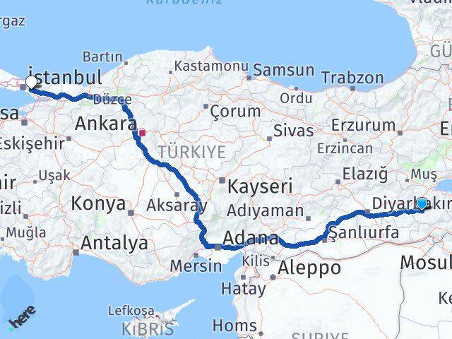 Siirt Sultanbeyli İstanbul Arası Kaç Km - Yol Haritası