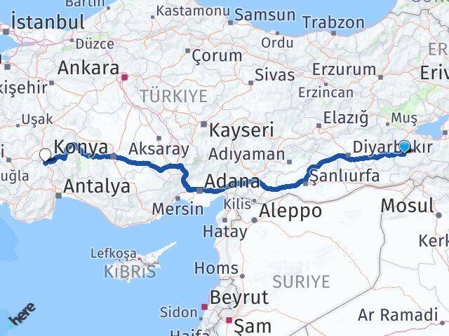 Siirt Tillo Burdur Arası Kaç Km - Yol Haritası