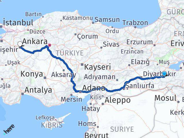 Siirt Tillo Eskişehir Arası Kaç Km - Yol Haritası