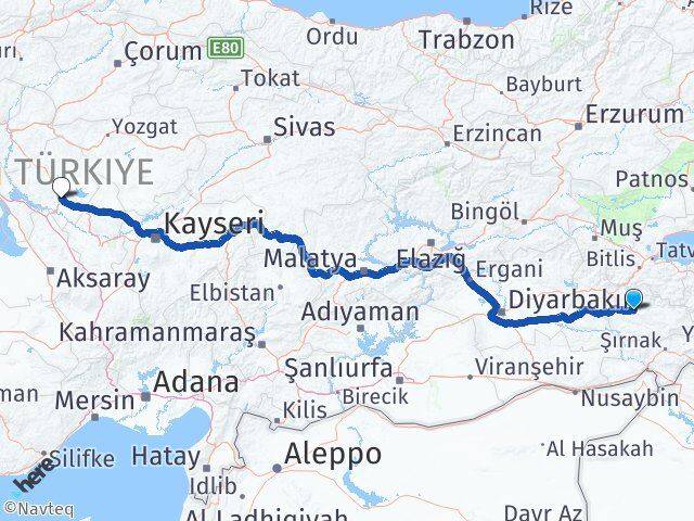 Siirt Tillo Kırşehir Arası Kaç Km - Yol Haritası